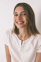 Women'secret 100% cotton white short sleeve T-shirt beige