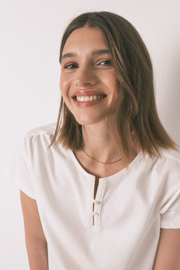 Women'secret 100% cotton white short sleeve T-shirt beige