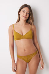 Womensecret Classic microfibre and gold lace thong yellow