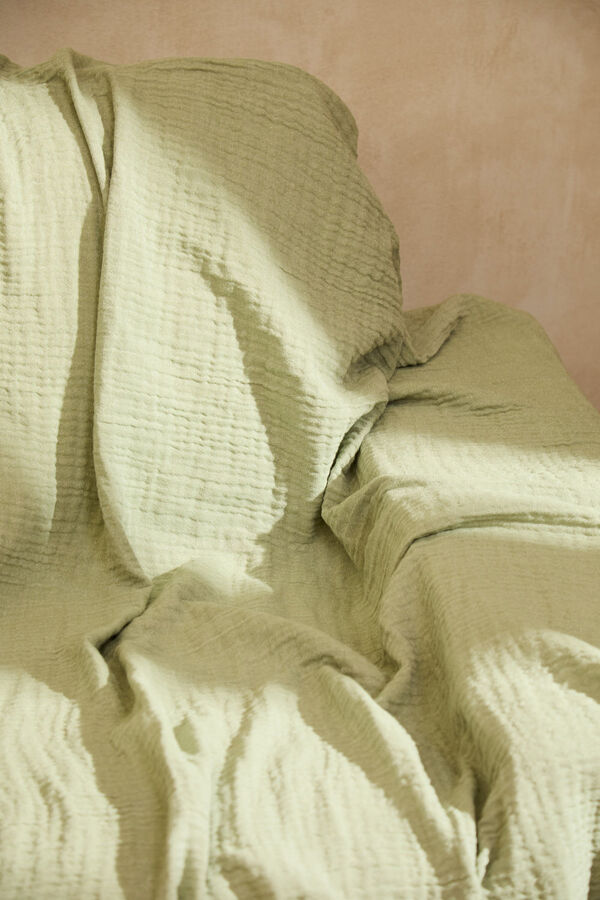 Calma House Colcha de musselina de algod&atilde;o verde verde