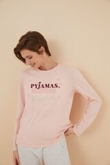 Womensecret La Vecina Rubia - hosszú, rózsaszín pizsama, 100% pamutból rózsaszín