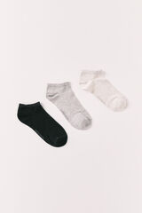 Women'secret Lot de 3 chaussettes courtes en lurex grises gris