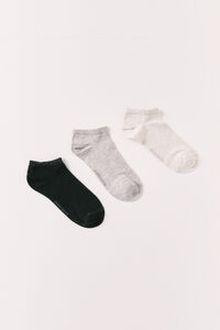 Women'secret Lot de 3 chaussettes courtes en lurex grises