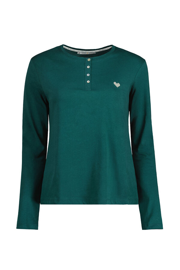 Womensecret Langarm-Shirt 100 % Baumwolle Grün Grün