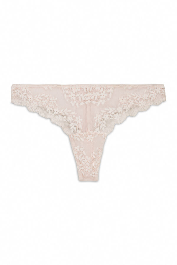 Women'secret Pink modal and lace thong pink