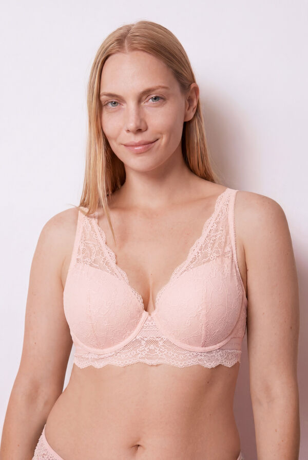 Women'secret Soutien halter com enchimento em renda rosa INTUITIVE rosa