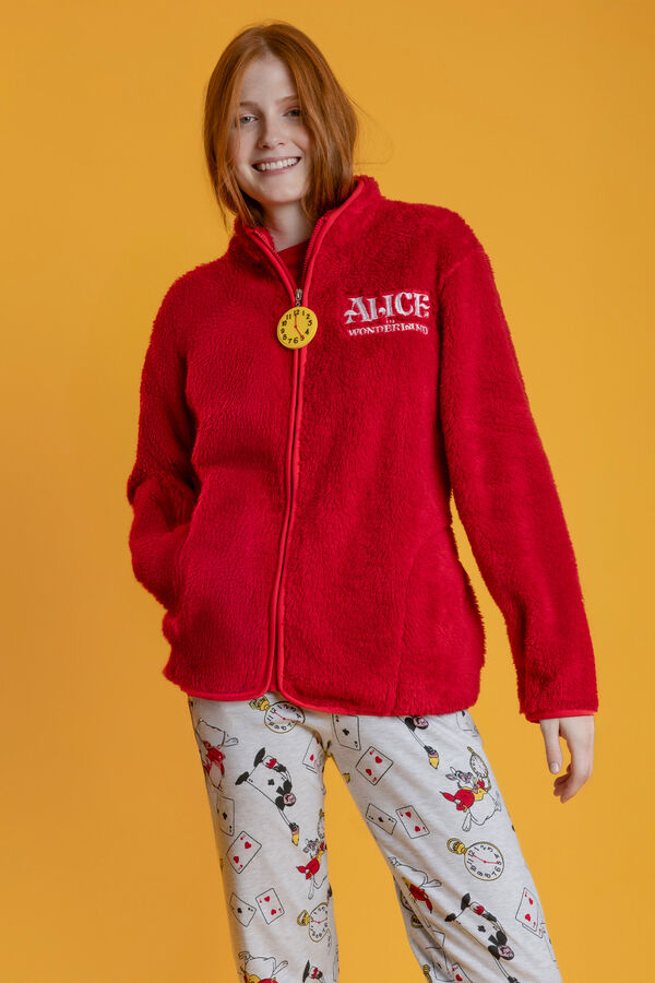 Admas Bata corta borrego Alicia Wonderland para mujer rojo