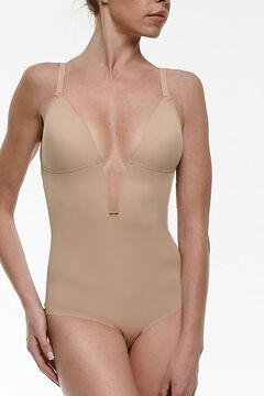 Womensecret Ivette Bridal nude backless bodysuit cup B with plunging neckline camel