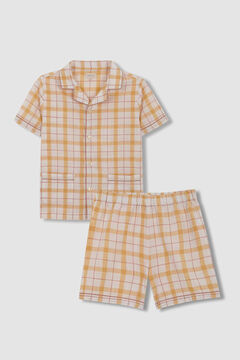 Womensecret Pijama de manga curta de quadrados amarelo estampado