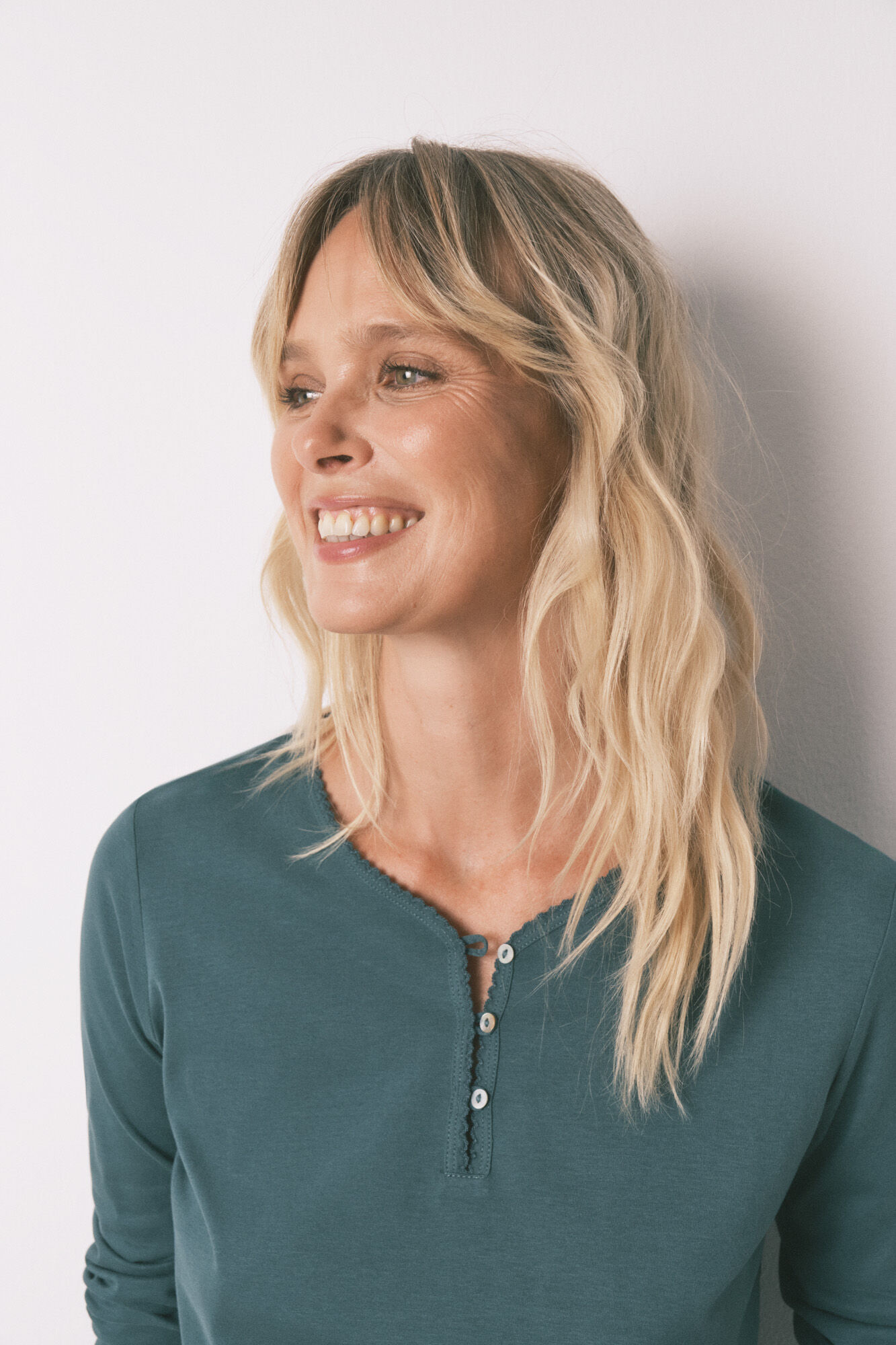 Women'secret long sleeve 100% cotton green T-shirt