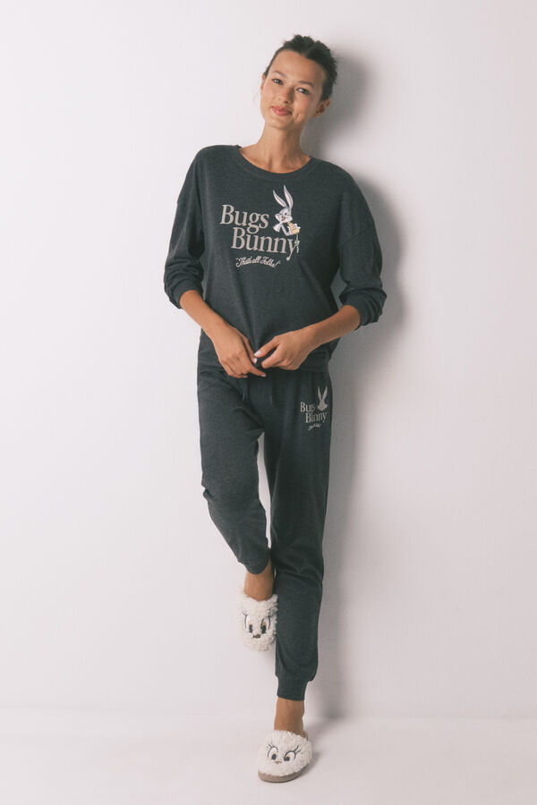 Women'secret Bugs Bunny gray cotton long pyjamas grey