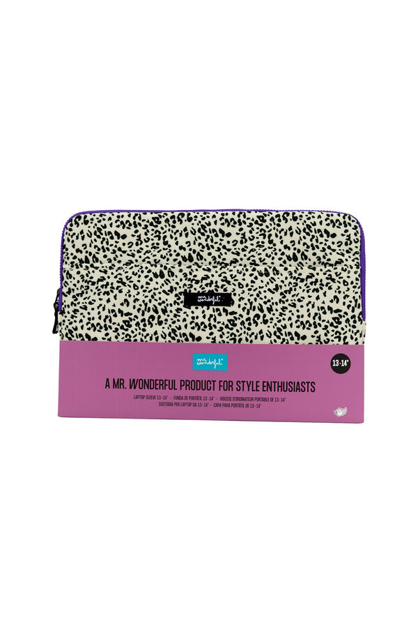 Mr. Wonderful Funda de port&aacute;til 13-14" - Animal print topos blanco