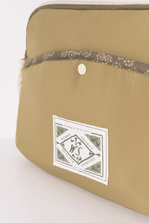 Women'secret Trousse de toilette moyenne &agrave; fleurs verte vive beige