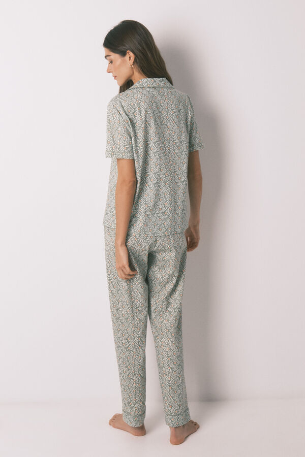 Women'secret 100% cotton floral print classic pyjamas green