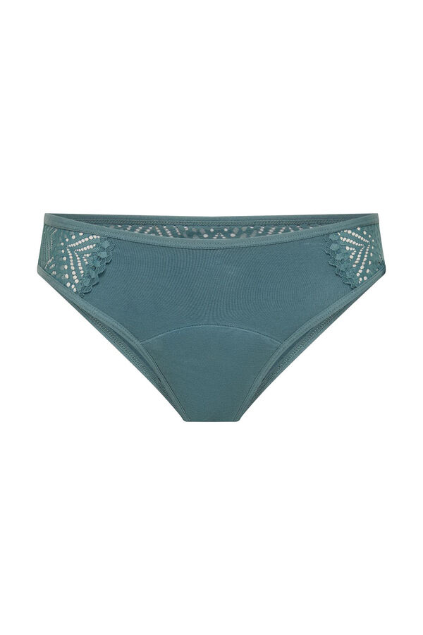 Womensecret Arizona Blue lace high leg period panties – moderate to heavy absorption kék