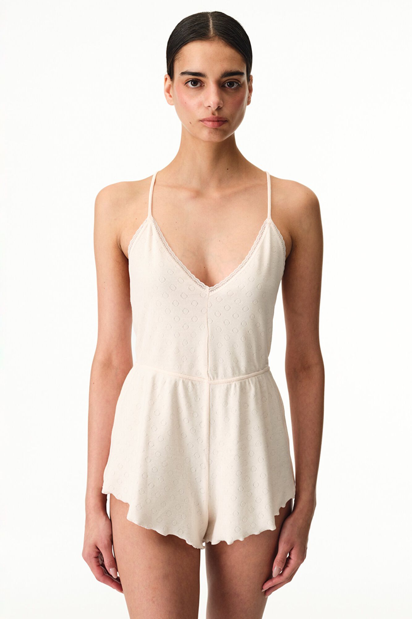 Penti Mono tirantes bordado crudo