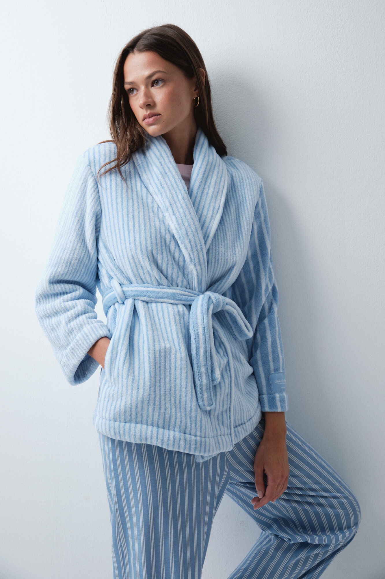 Women'secret Blue striped short robe