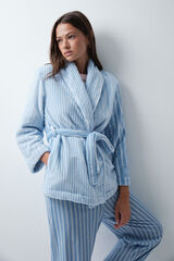 Women'secret Blue striped short robe blue