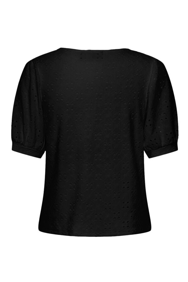 Womensecret Short-sleeved blouse with a W neckline.  black