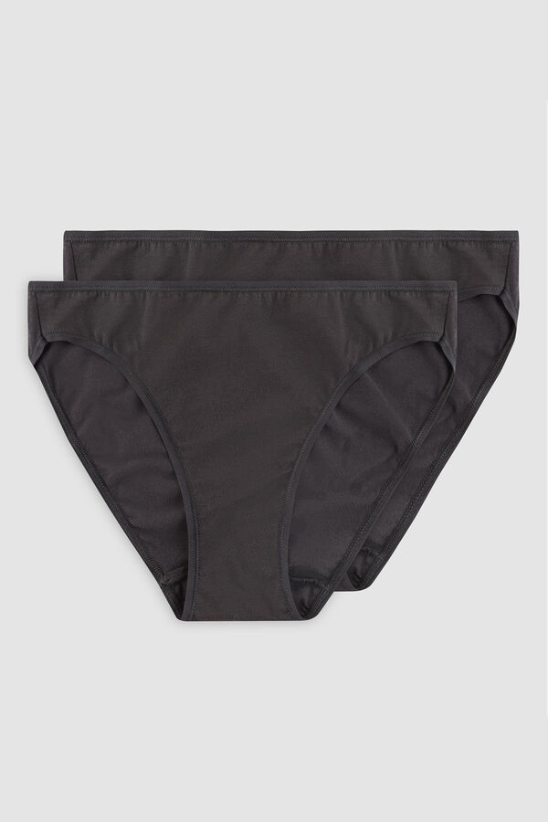 Playtex Pack de 2 bragas Midi de algod&oacute;n org&aacute;nico negro