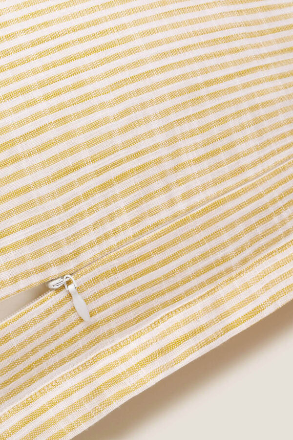 Womensecret Funda cojín algodón rayas efecto lino amarillo