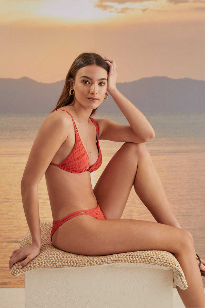 Womensecret Textured medium coverage side-tie bikini bottoms red