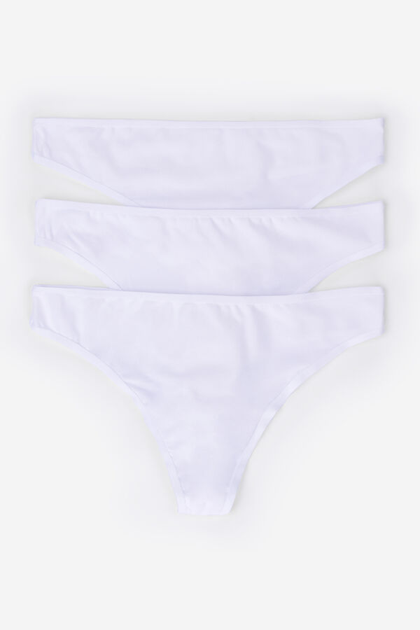 Womensecret 3 microfiber thongs pack white