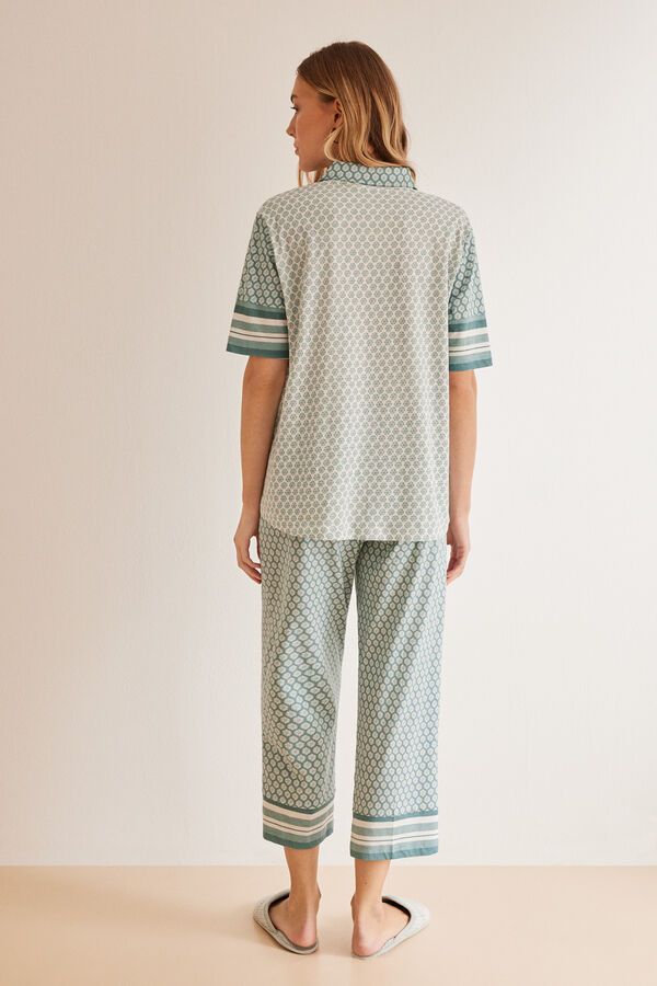 Womensecret Pyjama chemise 100 % coton tampon fleur bleu
