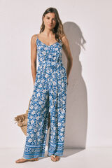 Women'secret Boho print long strap jumpsuit blue
