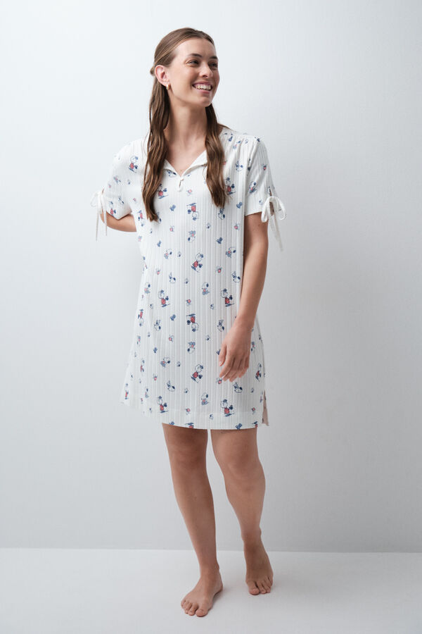 Women'secret Camis&oacute;n largo algod&oacute;n Snoopy marfil