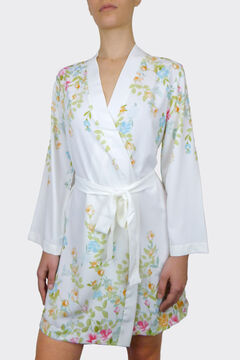 Womensecret Women's satin robe with print  Weiß