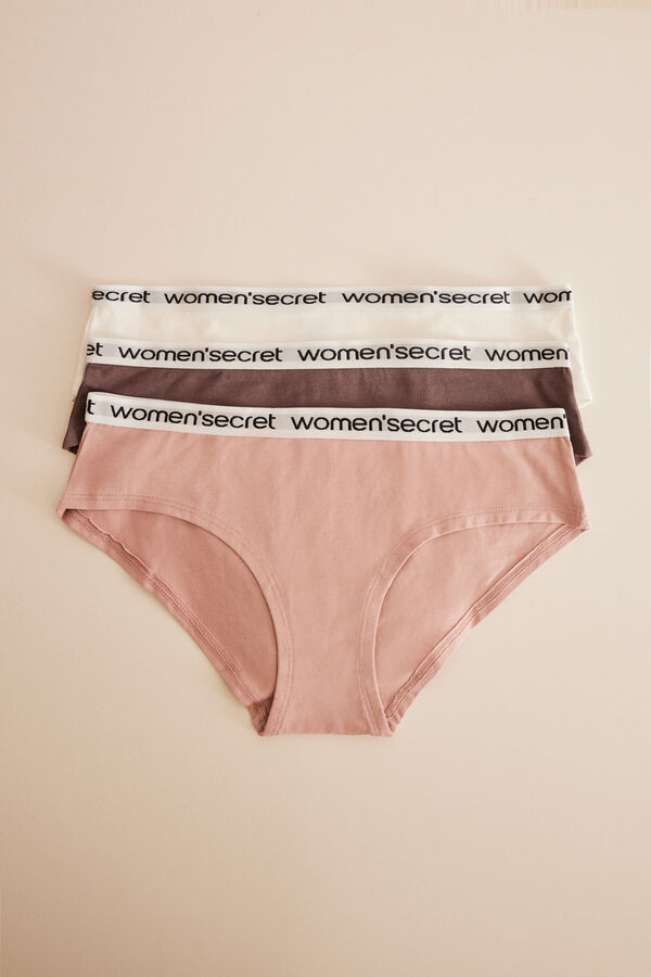 Womensecret Cotton logo wide panties 3 white