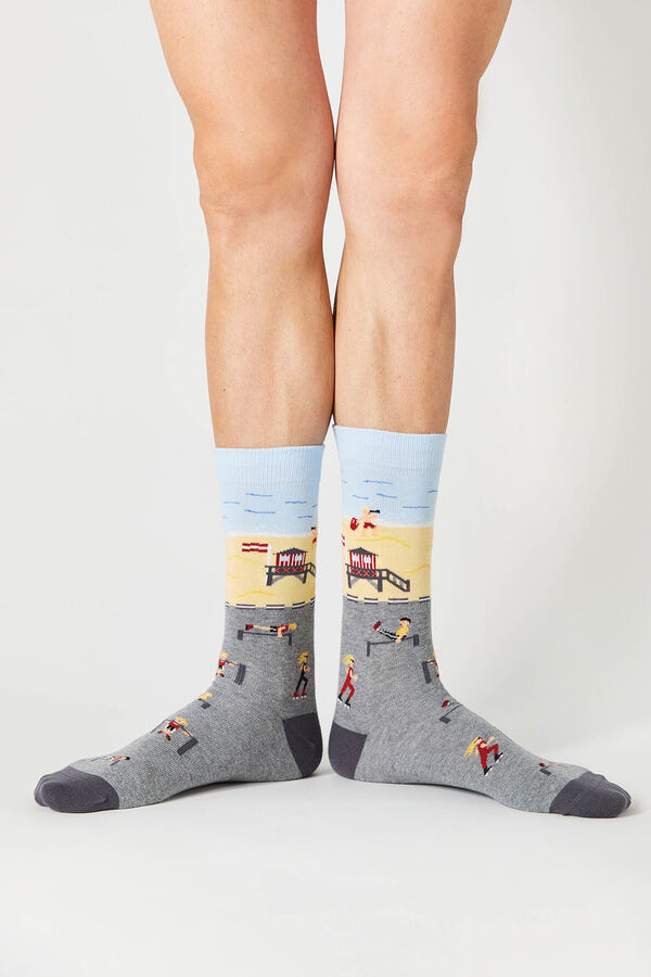 Womensecret Besocks men's high socks in organic cotton szürke