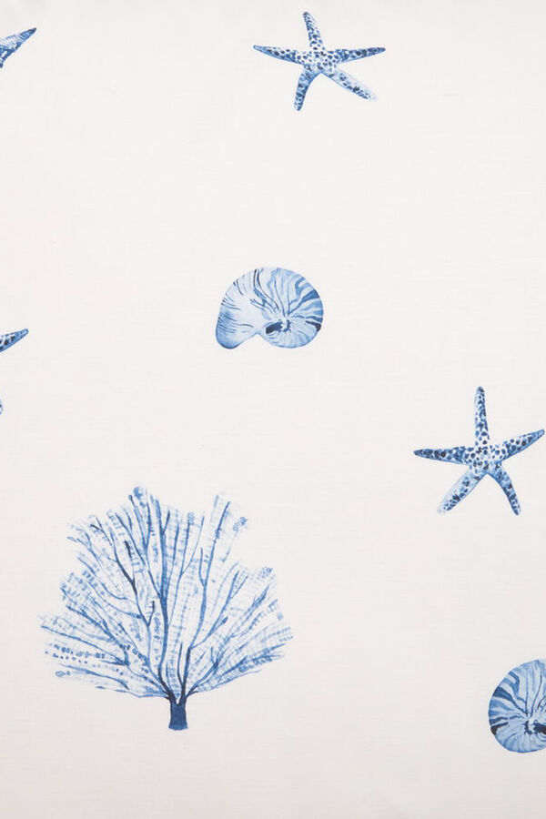 Textura Capa de almofada de algod&atilde;o com motivos marinhos azul