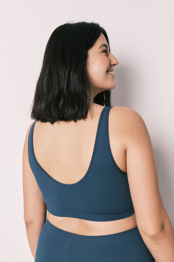 Women'secret Top liso sin costuras azul verde