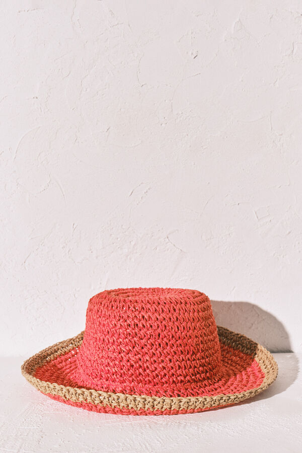 Women'secret Two-tone raffia bucket hat red