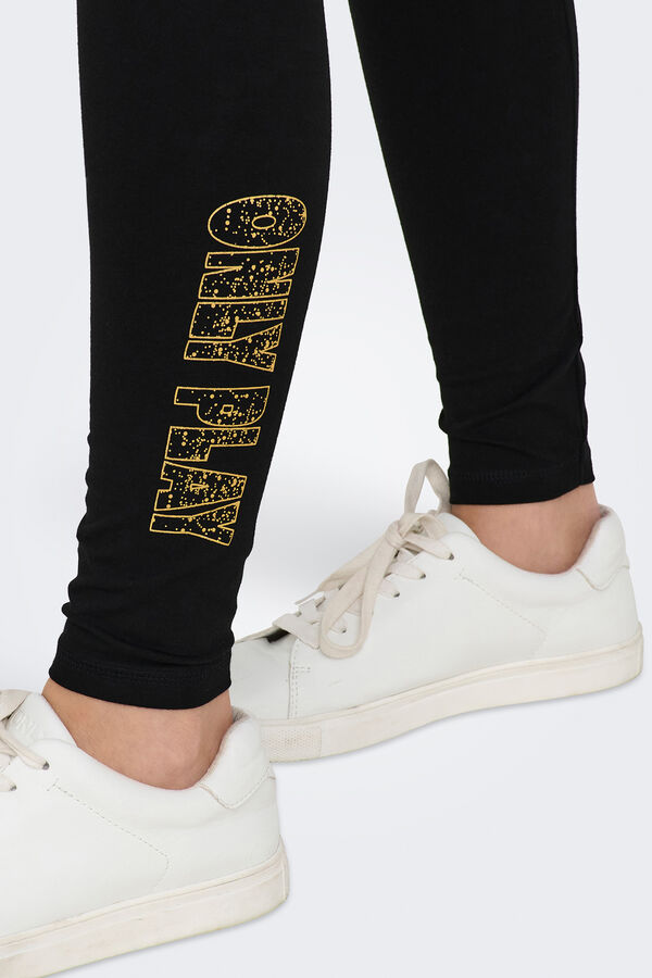 Only Play Leggings tobilleros de algod&oacute;n org&aacute;nico, detalle logo negro