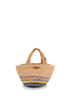 Womensecret Small raffia basket bag with yellow print printed