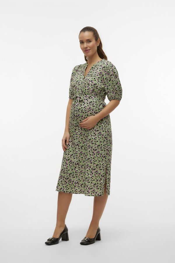 Womensecret Vestido midi camisero maternity de lactância  verde