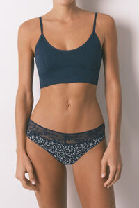 Women'secret Blue cotton classic floral print panty