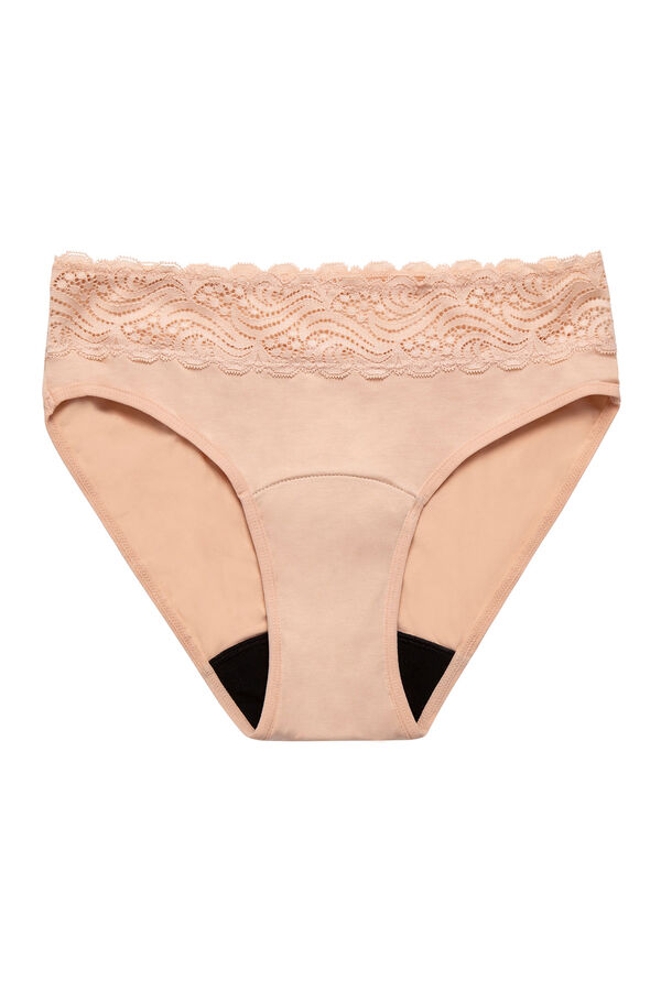 Modibodi High-waisted bamboo lace light-moderate absorption period panty brown