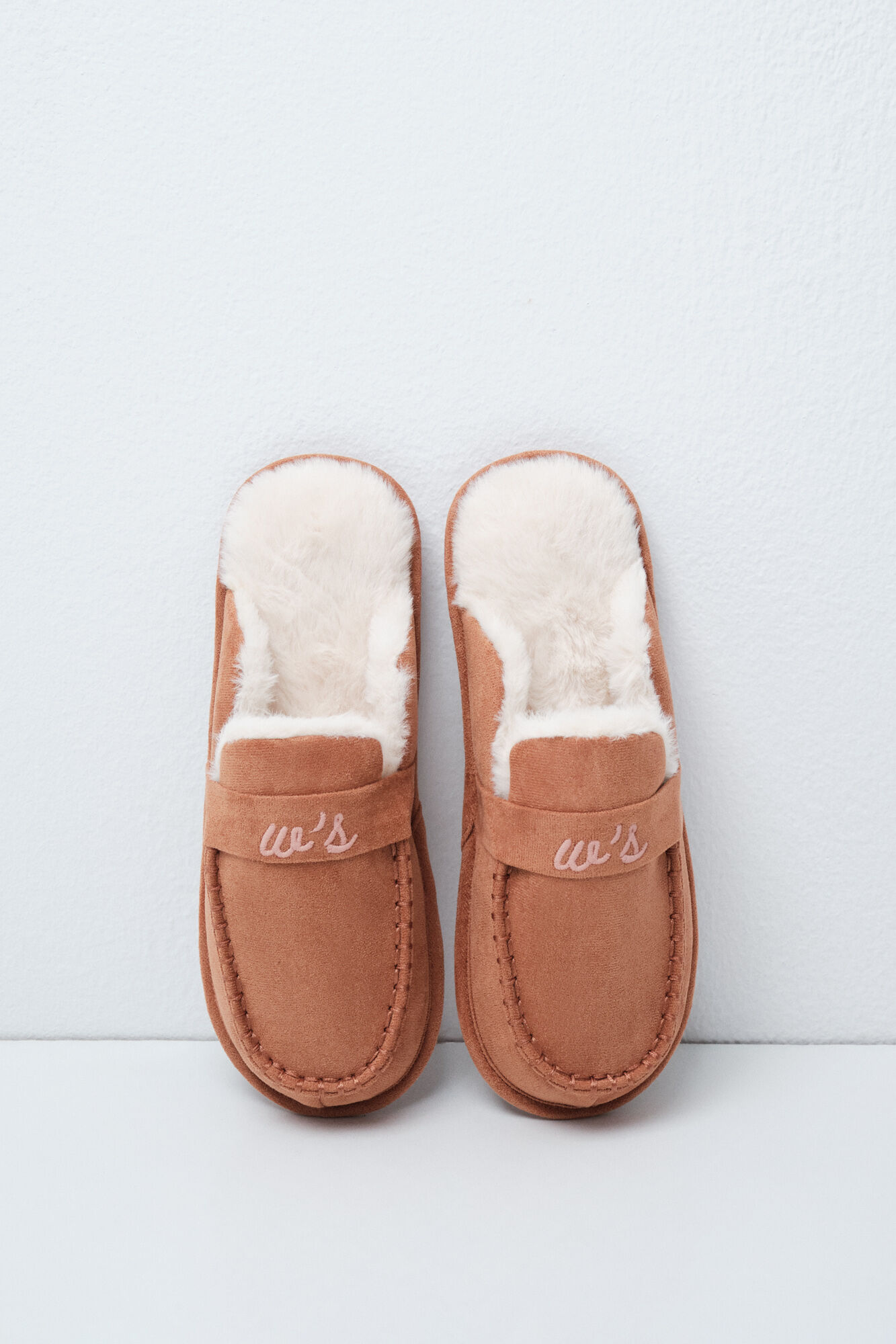 Women'secret Brown lined loafer slippers
