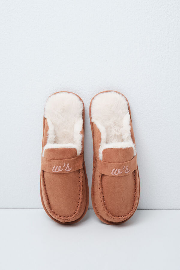 Women'secret Brown lined loafer slippers nude