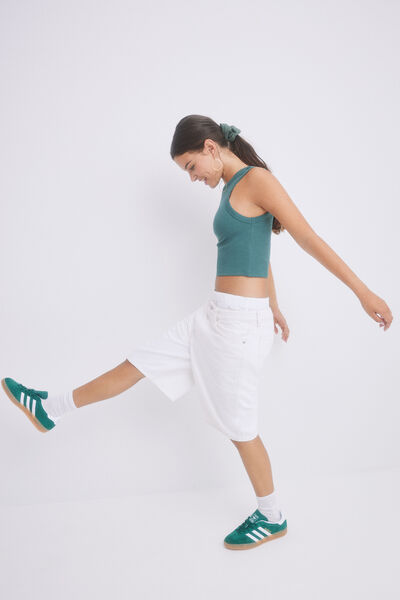 Womensecret Crop top coton vert vert