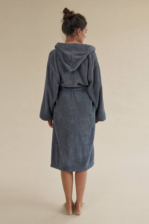 Womensecret Cotton hooded bathrobe gris