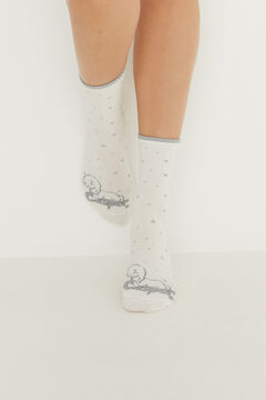 Womensecret Casper-mintás, elefántcsontfehér zokni fehér