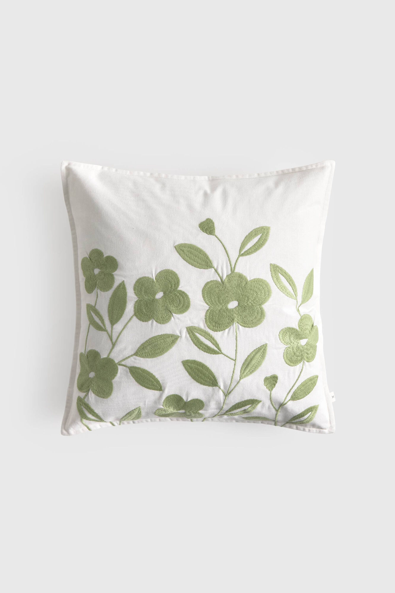 Textura Funda coj&iacute;n algod&oacute;n bordado flores