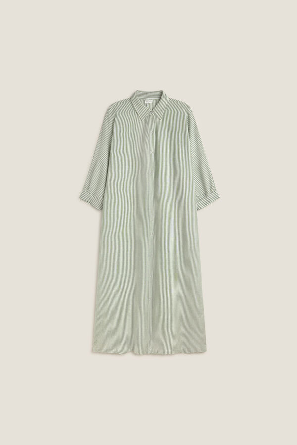 Textura T&uacute;nica algod&oacute;n rayas verde