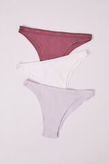 HI&BYE Lot de 3 tangas br&eacute;siliens lilas rose