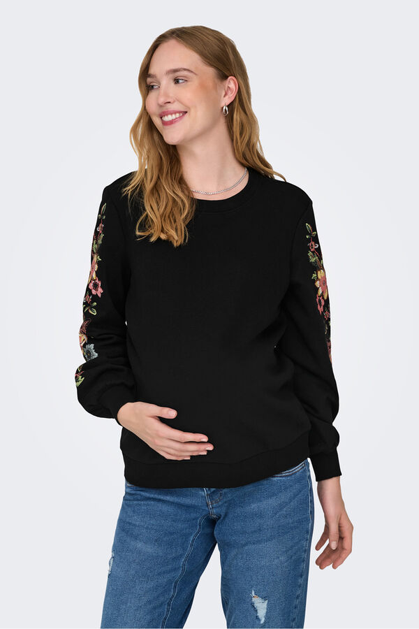 Only Maternity Sudadera maternity detalles florales negro
